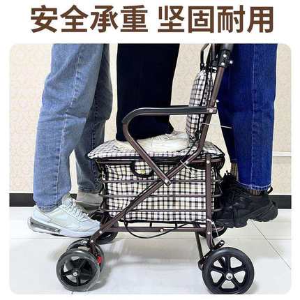 可坐可推买菜购物老人行走助行便携折叠小推车T^老年人代步手推车