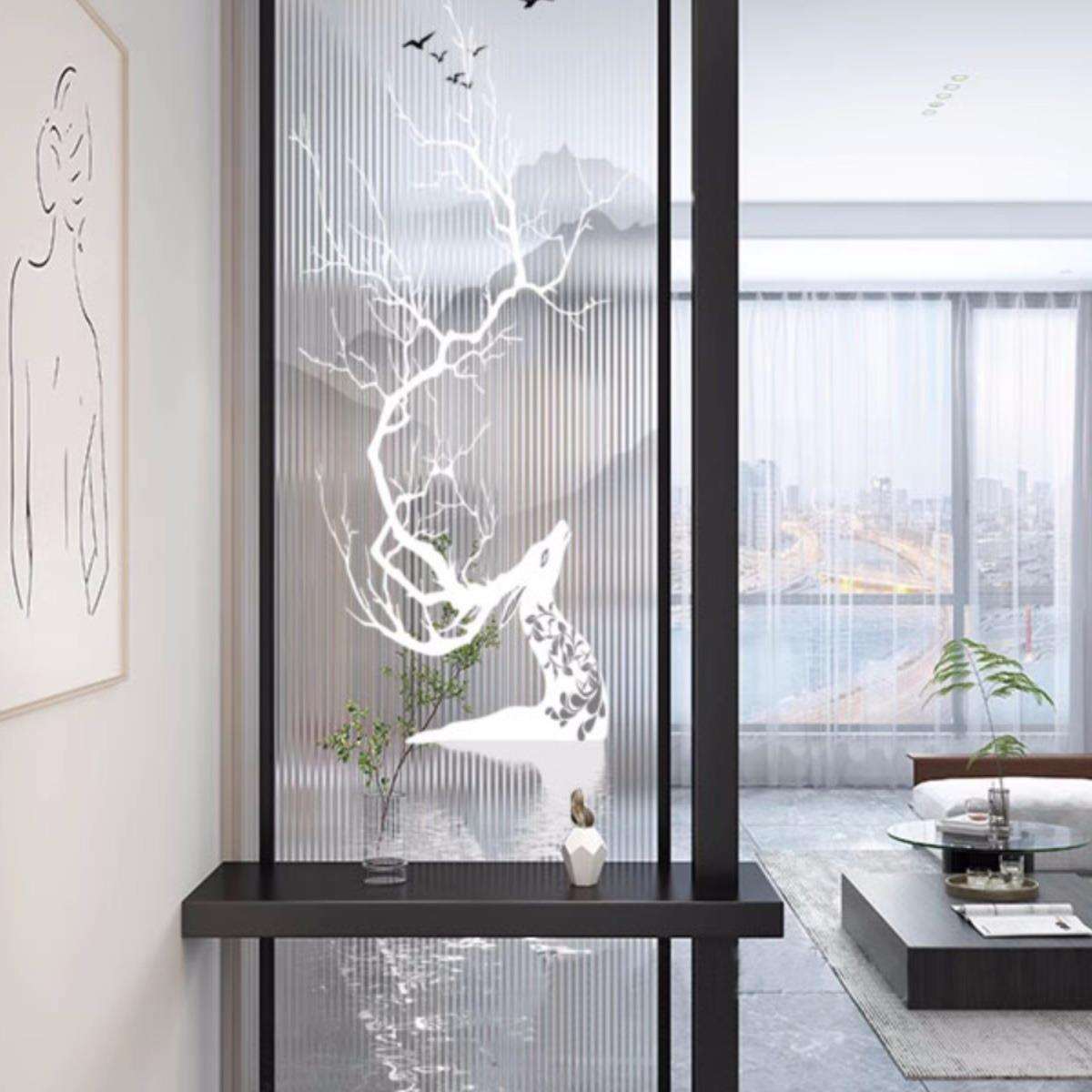 现代轻奢新款屏风隔断客厅简约入户玄关卫生间遮挡铁艺不锈钢吊灯