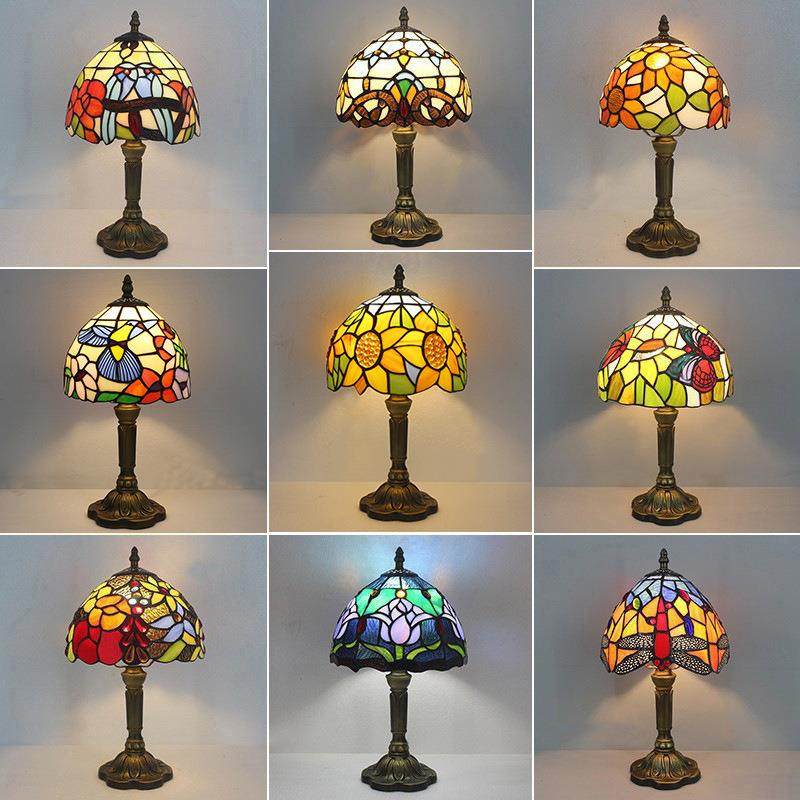 美式复古欧式卧室床头台灯地中海创意吧台装饰婚庆彩色玻璃小台灯