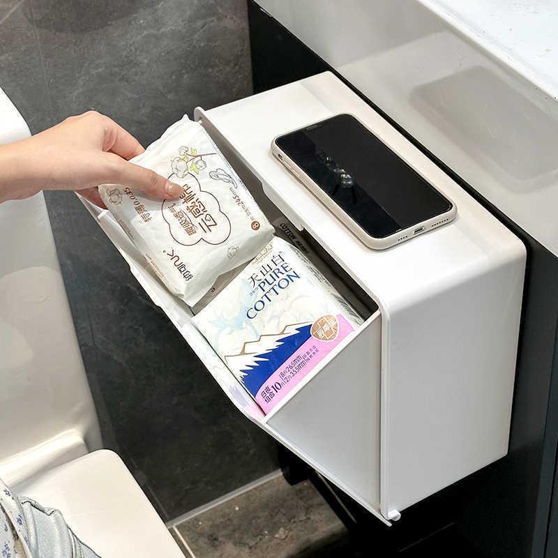 卫生间姨妈巾收纳盒浴室置物架免打孔墙上壁挂式厕所纸巾储物架子