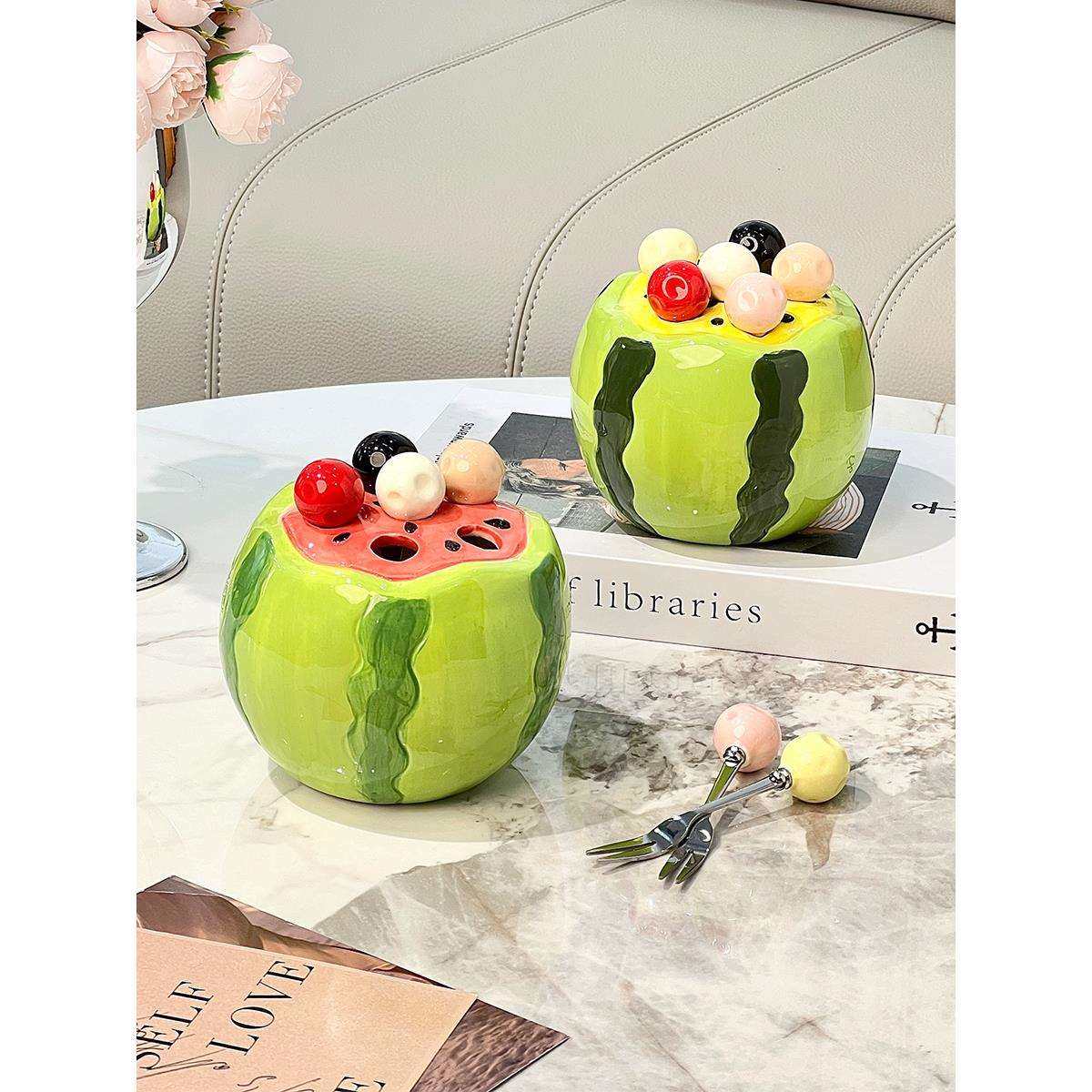 儿童西瓜收纳罐叉子果签水果叉可爱不锈钢套装家用轻奢感,电子元器件市场,集成电路（IC）,淘宝优惠券,粉丝福利购,淘宝优惠卷