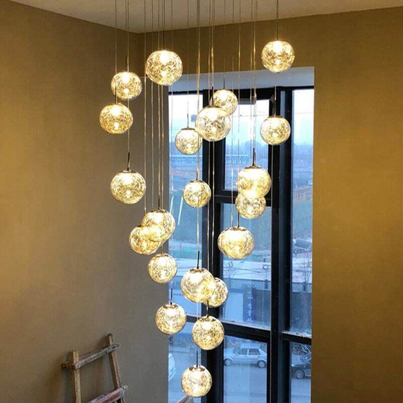 现代简约旋转楼梯间loft吊灯球形别墅长吊灯玻璃圆球复式楼梯吊灯,电子元器件市场,集成电路（IC）,淘宝优惠券,粉丝福利购,淘宝优惠卷