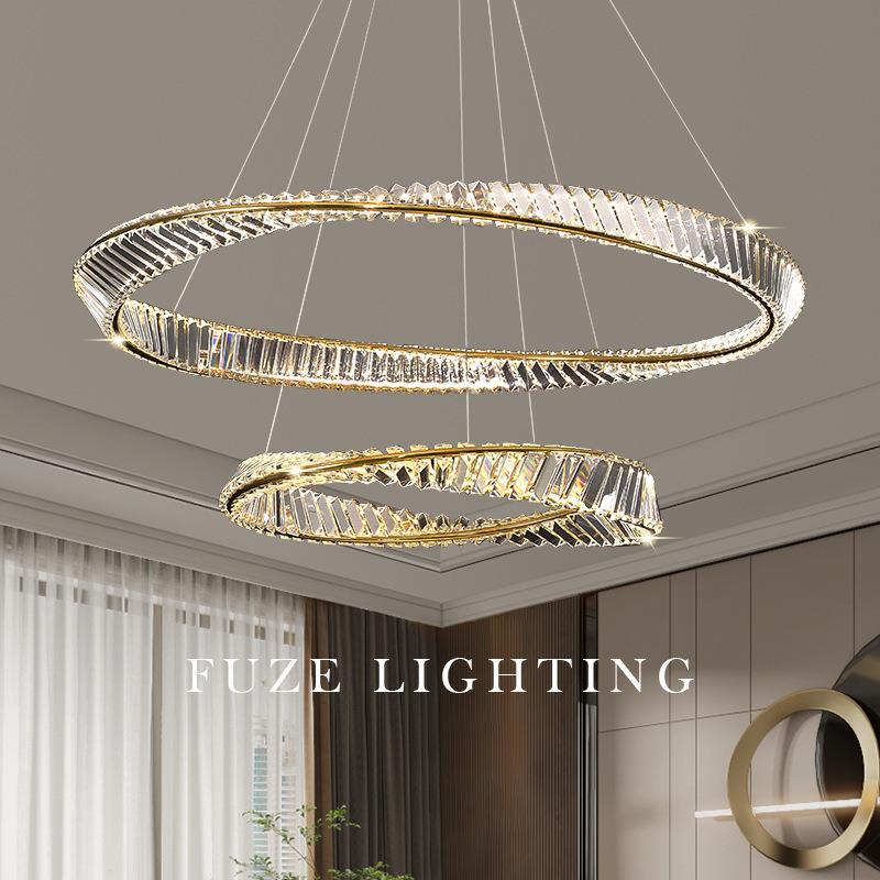 极简创意个性后现代意式轻奢简约设计师客厅餐厅卧室圆环水晶吊灯