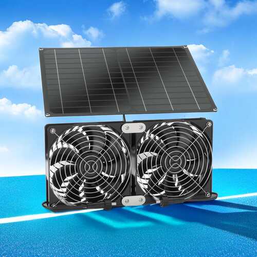 跨境热销单晶15W12V太阳能板带双风扇IPX7防水风扇用于宠物屋鸡棚