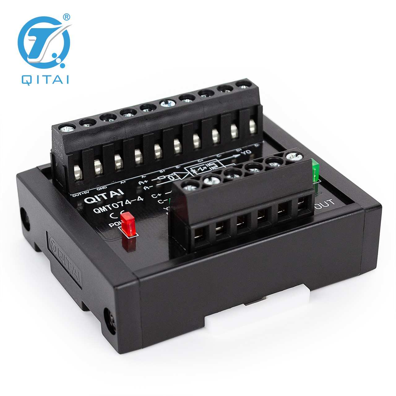 QMT074-4端子台内置电压转换模块5V1A输出差分转集电极伺服端子台