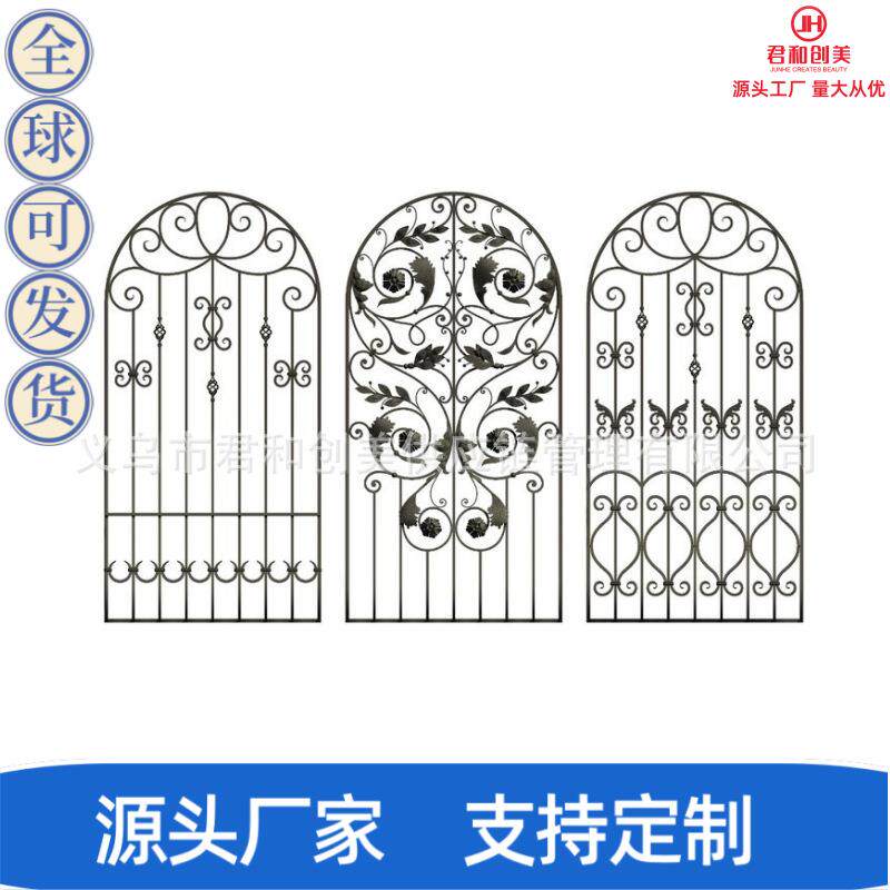别墅花园手工锻打铁艺门 欧式铁艺入户门 铁艺护窗防护栏杆护栏板