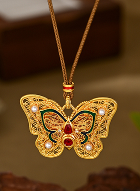珐琅彩蝴蝶项链女款2025新款