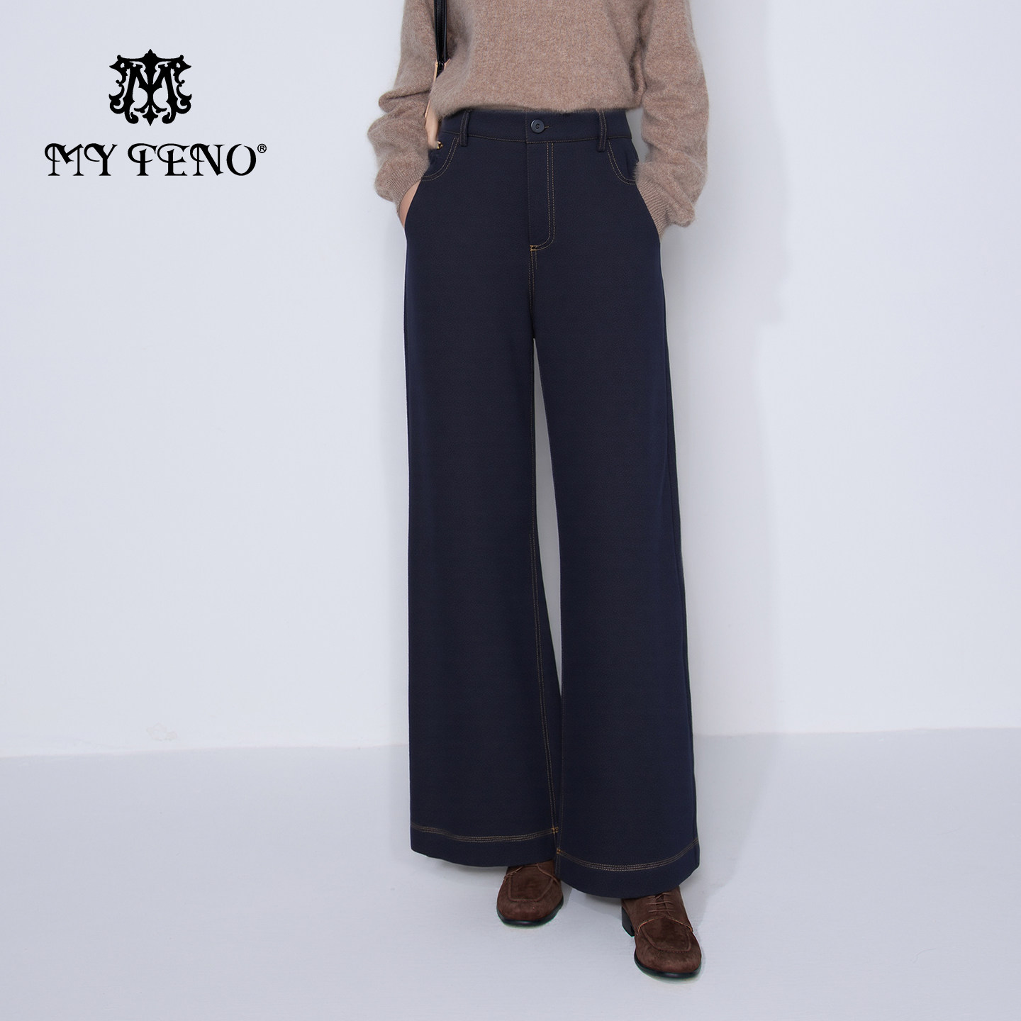 马天奴2025冬季新款牛仔蓝高腰宽松直筒裤子长裤加厚时尚百搭女裤,女装/女士精品,牛仔裤,淘宝优惠券,粉丝福利购,淘宝优惠卷