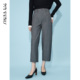 百搭职场气质女裤 子通勤时尚 深灰色直筒宽松九分裤 马天奴春夏新款