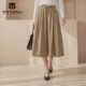 百搭流行女裤 马天奴2026春季 A摆显瘦时尚 纯色松紧腰宽松裙裤 新款