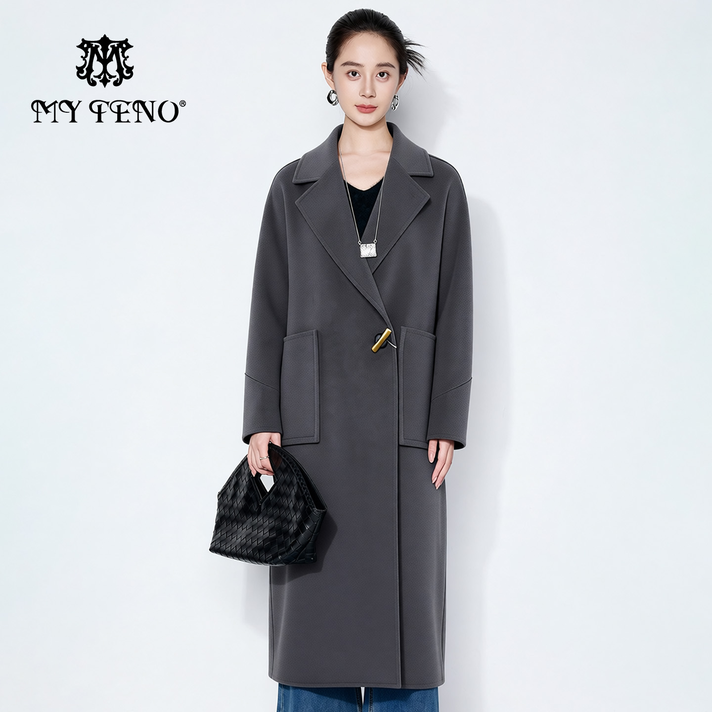 马天奴长款羊毛混羊绒呢大衣