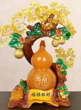 日常送礼葫芦摆件发财树摆设家居客厅酒关玄柜乔迁开业礼品