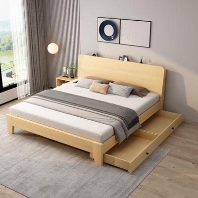 实木板床现代简约1.8米出租房双人床主卧大床1.5米单人床简易床架