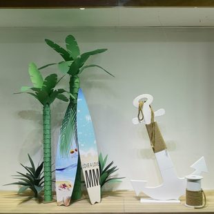 海洋风船锚冲浪板装饰摆件船舵游泳圈挂件摆件橱窗道具清新装饰品