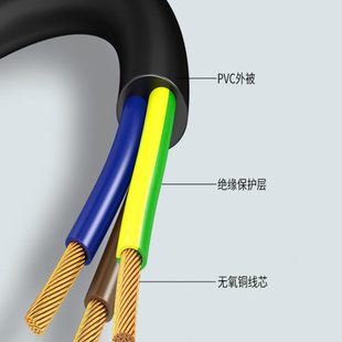 广昌兴 带插头电脑设备1.5/2.5平方10a/16a插裸尾三3芯孔电源线