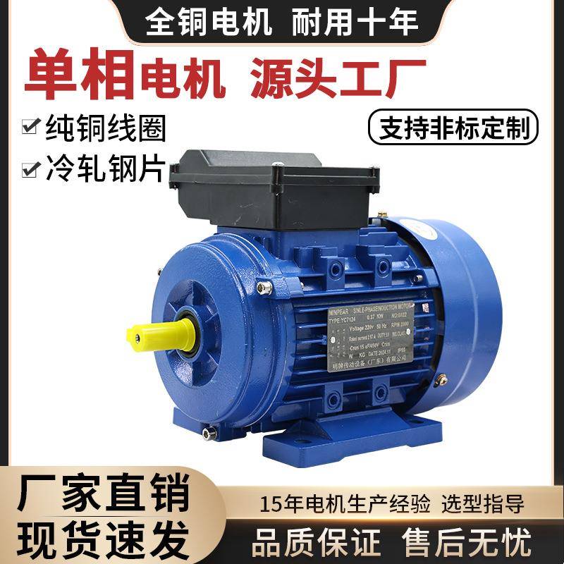 全铜ML/YY/YL单相异步电动机0.37/0.75/1.5W电机电220V马达高效