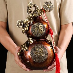 摆件存钱罐超大号招摆件复古风纳财禄年葫芦新储蓄罐福 树脂中式