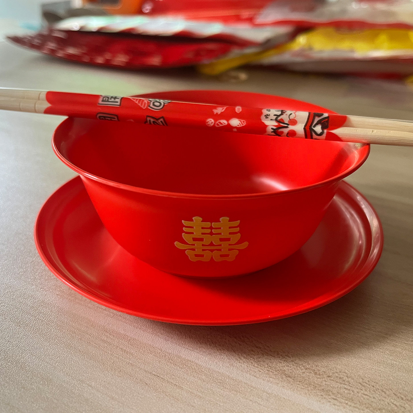 婚嫁乔迁一次性加厚餐具三件套