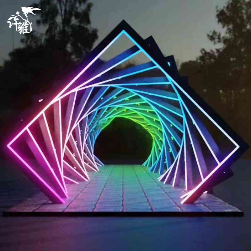 户外七彩拱门网红时光隧道灯光秀造型灯广场商业街亮化景观装饰灯