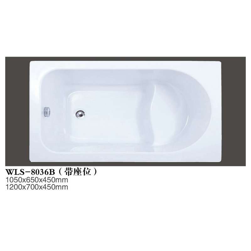 带座位亚克力长方形简约浴缸 成人冲浪按摩智能恒温浴缸 8036B