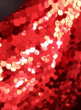 装饰背景亮片大鱼鳞彩装饰定做背景布18MM幻镭射片生日红色桌布