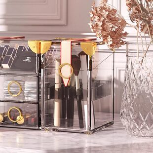 透明不笔刷亚克力桌面止眉笔化妆刷收纳盒收纳置物架梳妆台防尘筒