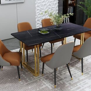 铁艺北欧极简台网红岩饭桌简约金属餐桌椅板小户型轻奢大理石餐桌