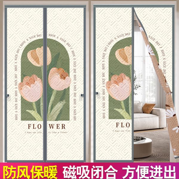 冬季防风门帘空调棉门帘门帘奶油挡风磁吸免打孔保温风保暖加厚