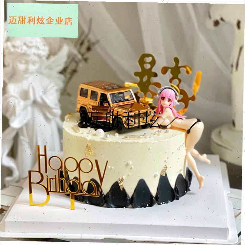 网红创意男生个性索尼子比基尼情景F生日蛋糕装饰摆件美女人偶装,