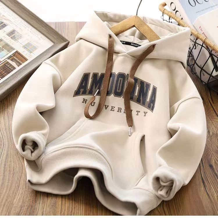 男童卫衣秋冬卫衣外套带帽子新款小童加绒男童宽松休闲酷炫上衣潮