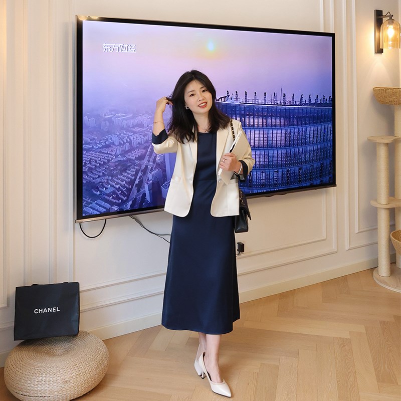小个子西装连衣裙两件套通勤时尚西装套装N缎面光泽质感活动套装