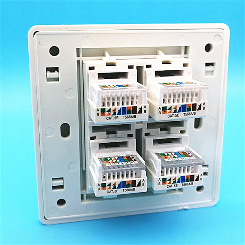 4口免打网线插座面板o4位电脑开关插座四口网络面板 86型网络模块