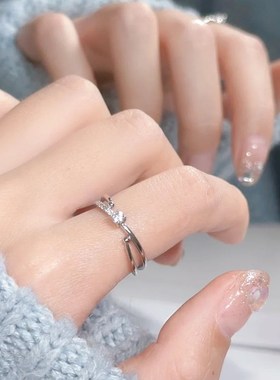 璀璨星河火星轨迹超闪皓石戒指高级轻奢小众百搭设计感开口可调节