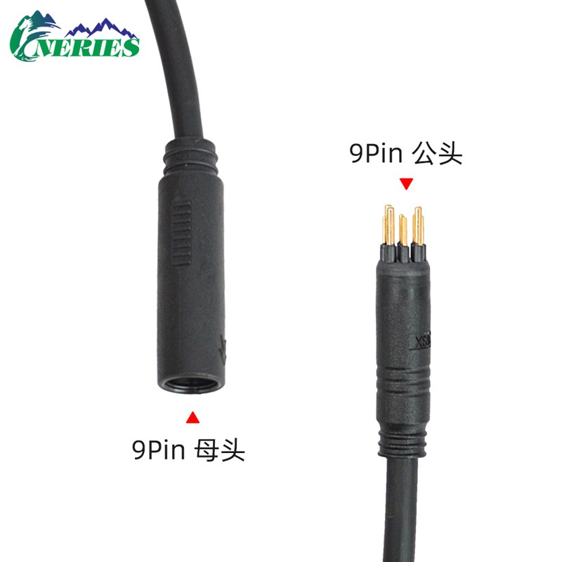9Pin电动车电机改装线铁氟龙防水延长线八方前后驱输出公母转换线