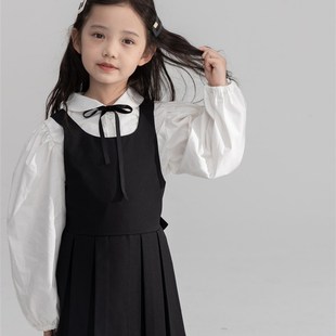 女童秋款学院风连衣裙韩版洋气长袖公主裙套装小T女孩蓬蓬百褶裙