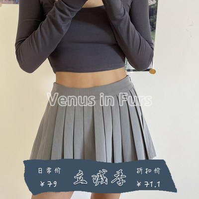 美式复古学院风高腰显瘦A字百褶裙半身J裙带内衬防走光网球裙短裙
