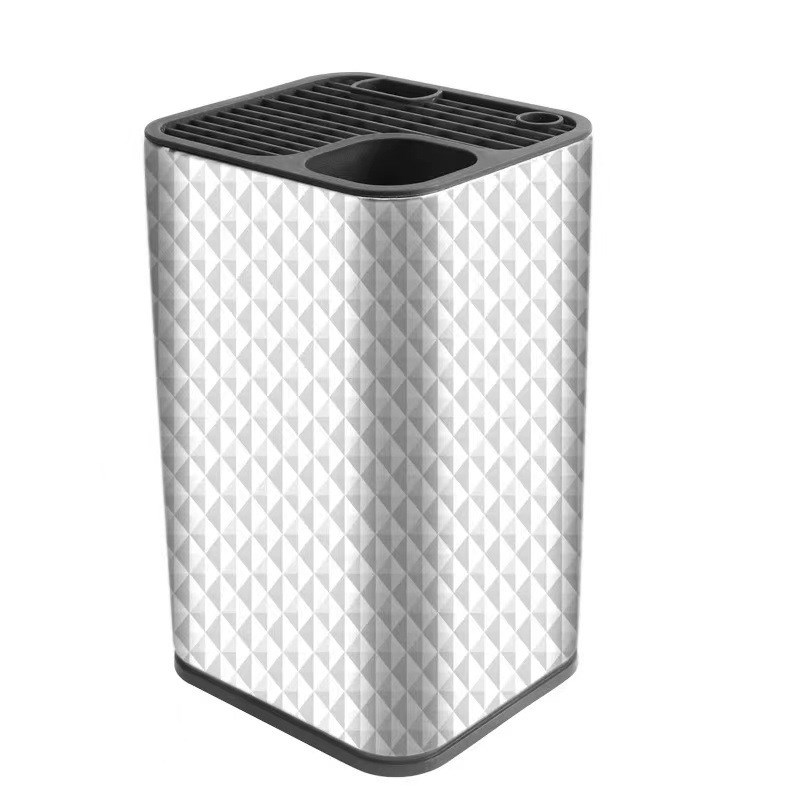 不锈钢刀架刀座收厨具纳桶家用套刀置物架自由插刀双筒厨房多功能