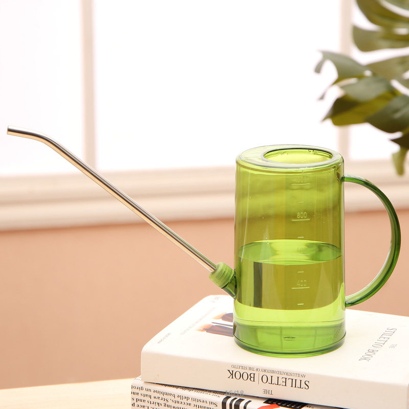 家用时尚半透明浇水壶不锈钢塑料PP小容量精致浇花壶小型阳台喷壶