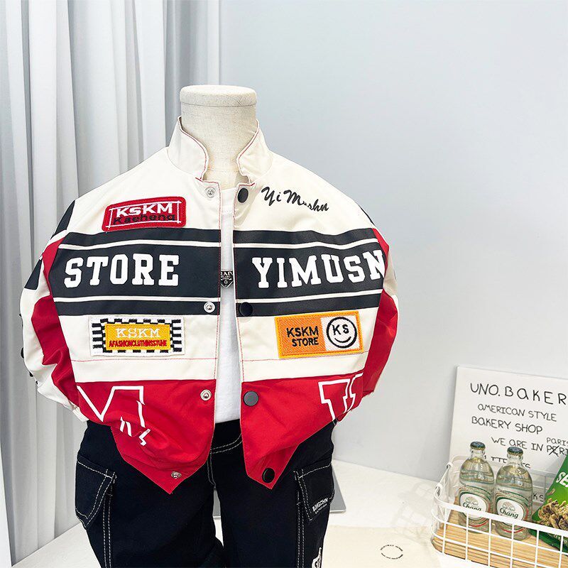 男童秋季机车服外套2o024新款儿童装潮酷帅气立领夹克小男孩赛车