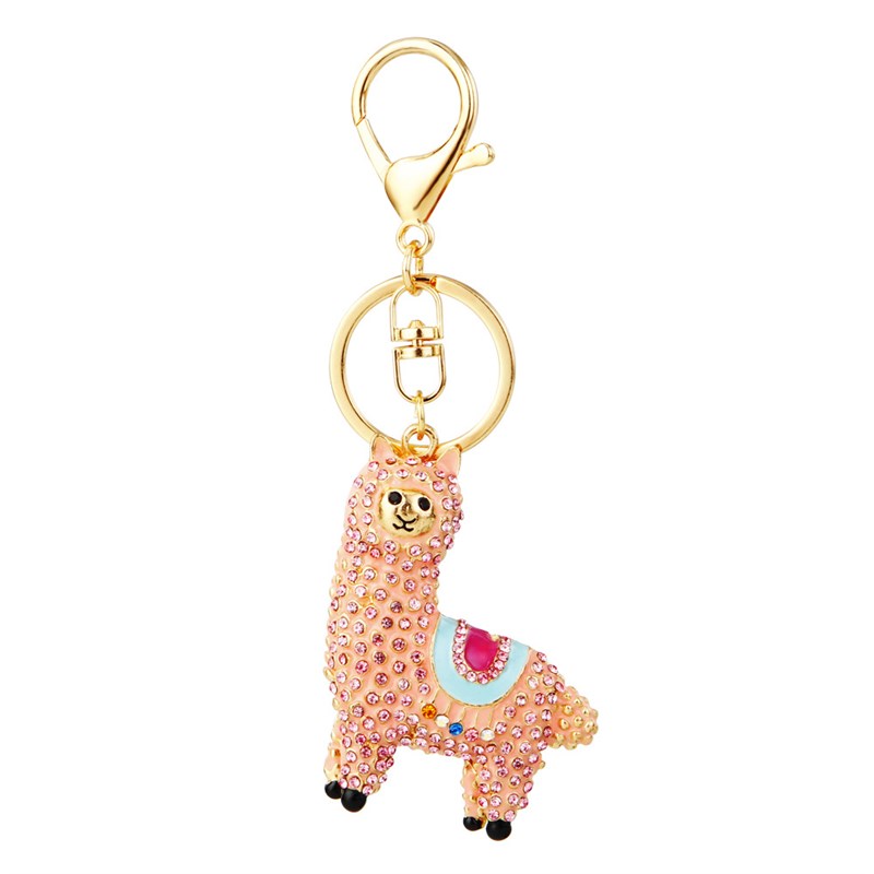 少女心小羊驼汽车钥匙扣女韩国可爱创意水钻包包挂件钥匙链圈礼品