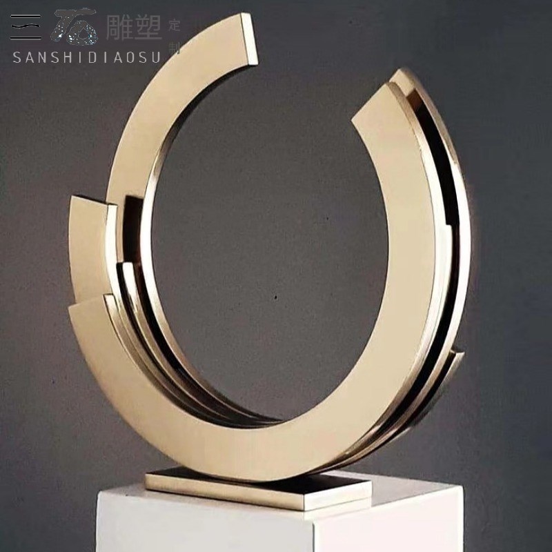 定制售楼处酒店展厅空间高端轻奢抽象大型L工艺品落地雕塑装饰摆