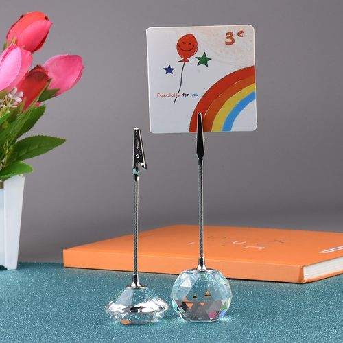 创意桌面立式摆件水晶便签夹留言夹夹子照片夹名片夹水晶球爱心夹