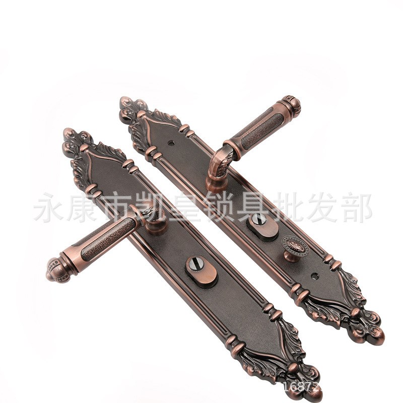 防盗门锌合金把手红古铜入户大门锁双开家用别墅豪华门拉手加厚锁