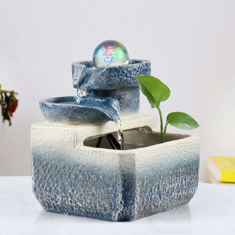 不插电循环水摆件客厅桌面创意小型喷泉生财流水欧式风水轮转运球图片