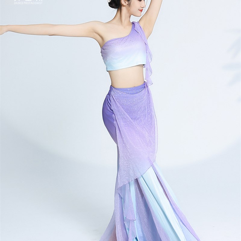 极速傣族舞蹈孔雀舞演出服装女古典舞女飘逸N民族舞练功服鱼尾裙