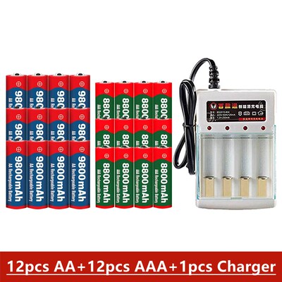 新品1.5V Rechargeable Battery, BAAA 8800mah + AA 9800mah, Al