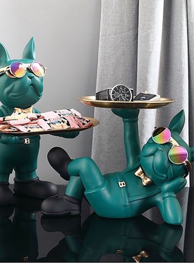 新品法斗犬玄关钥匙收纳糖v果盘入户鞋柜摆设客厅酒柜电视柜装饰