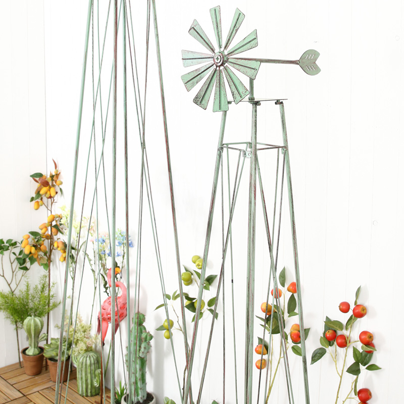 极速美式乡村复古l铁艺风车植物藤爬架 阳台花园庭院户外花架创意