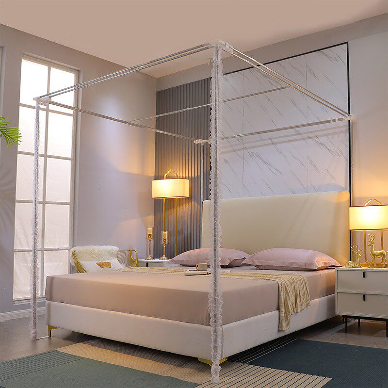 极速欧式公主双层蚊帐床帘家用带支架1.8Im纹账1.5米2冬夏两用遮