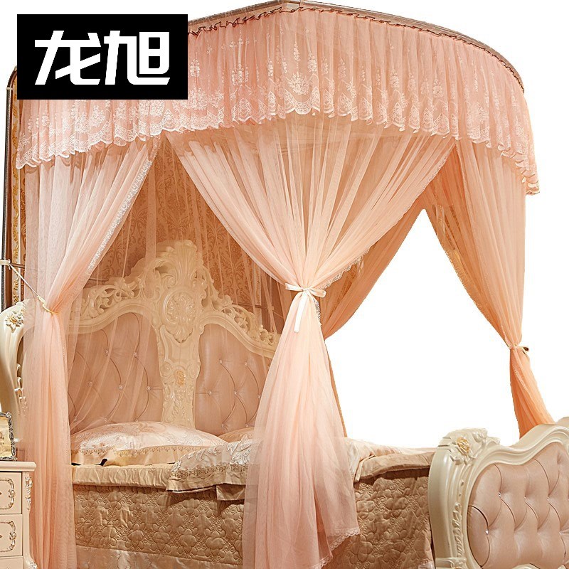 极速欧式蚊帐 奢华  好看u型加C密厚纹账公主风家用文帐子导轨双